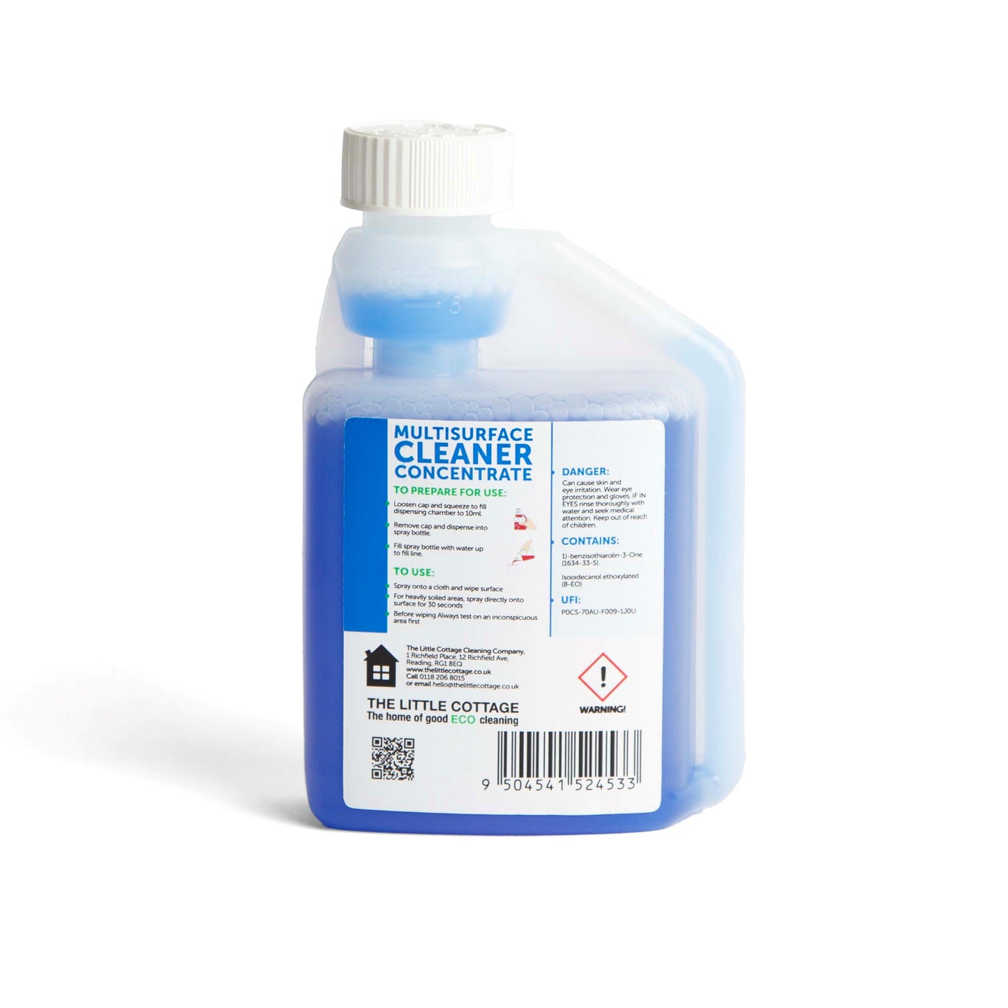 25 dose Eco Multisurface Cleaner Concentrate. Plant based, made in the UK and biodegradable. Suitable for glass and mirrors. Makes 25 spray bottles. By The Little Cottage Cleaning Company