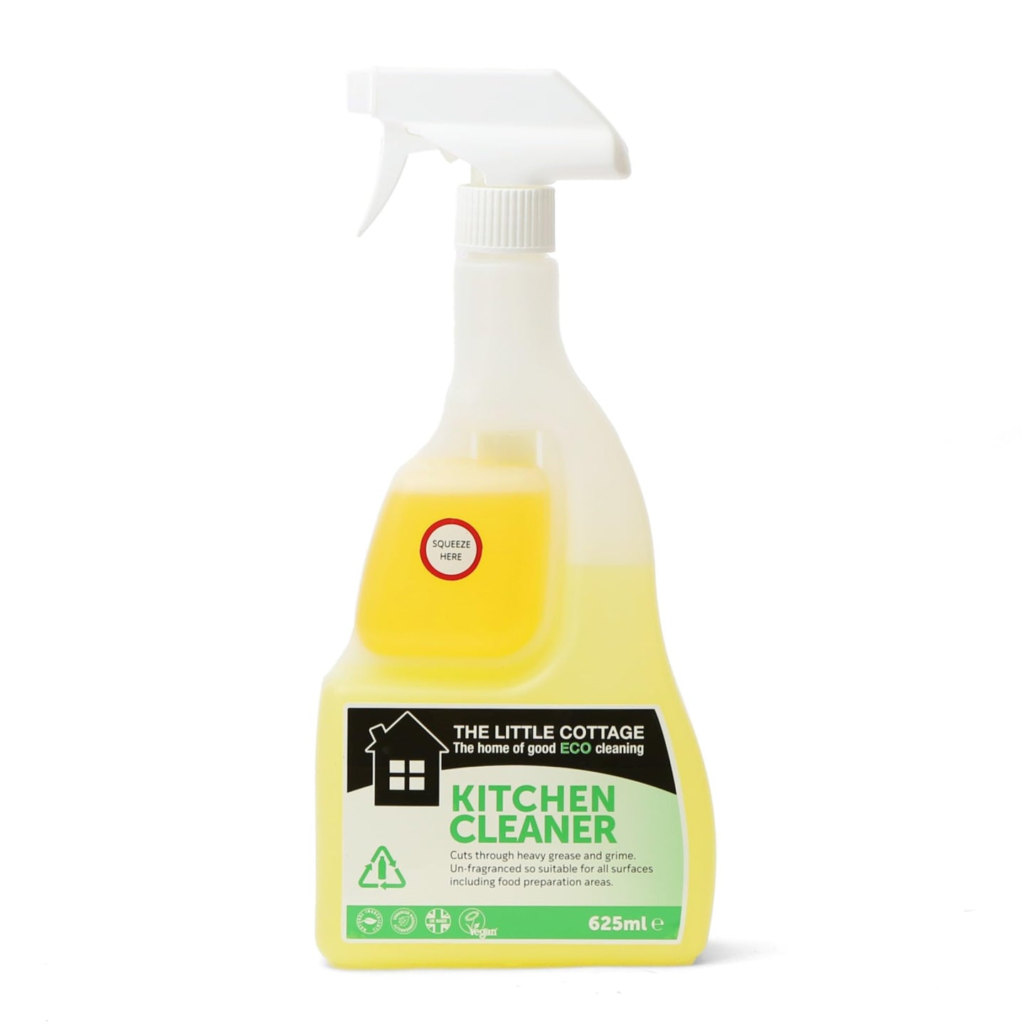 9 bottles in 1 Eco Kitchen Cleaner 625ml. Powerful degreasing action cuts through grime and grease effectively Plant based and biodegradable. Supplied ready to use with a further 8 refills. UK Made.
