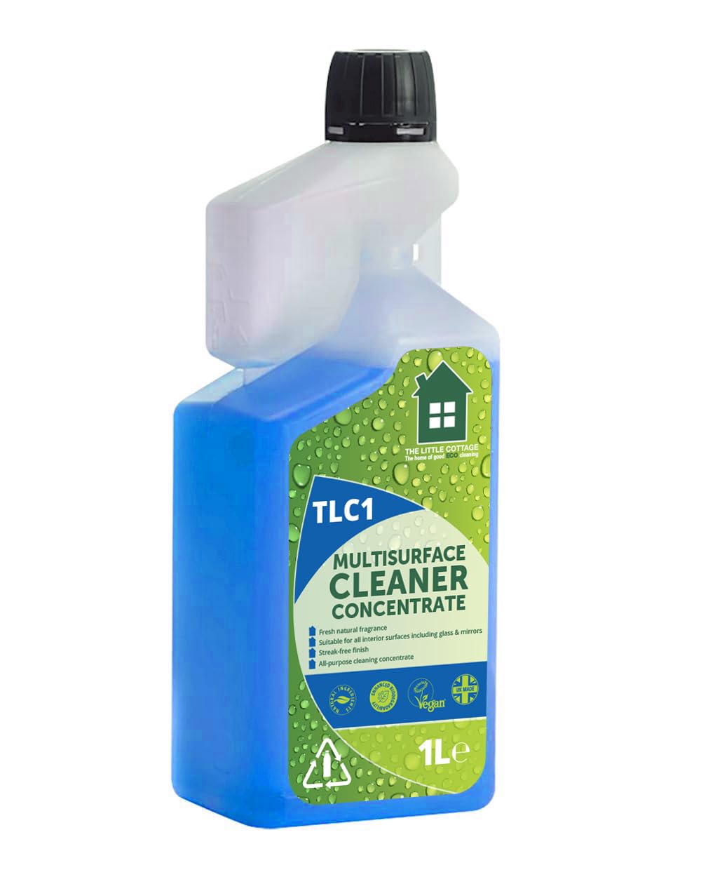 100 dose Eco Multisurface Cleaner Concentrate. Plant based, made in the UK and biodegradable. Suitable for glass and mirrors. Makes 100 spray bottles. By The Little Cottage Cleaning Company