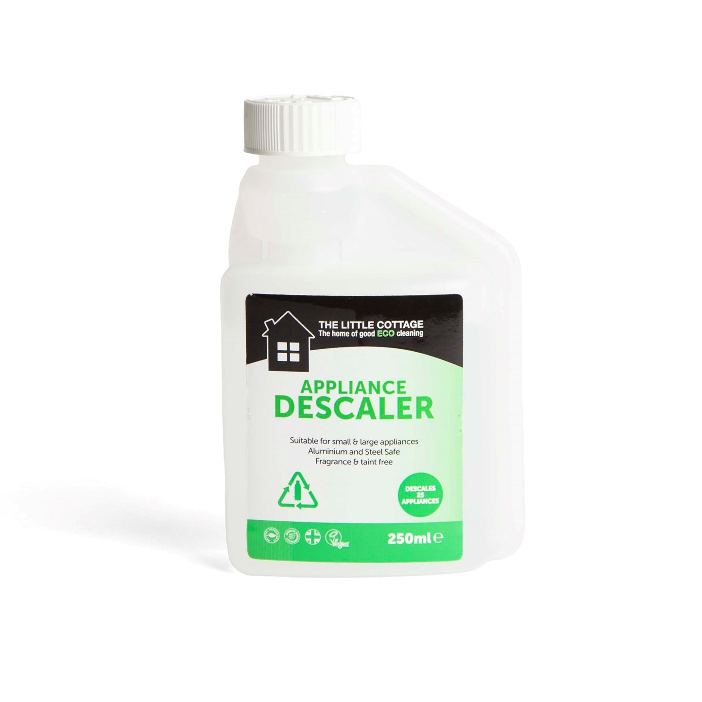 25 Dose Eco Appliance Descaler. 250ml Plant based, biodegradable and Made in the UK. Ideal for small appliances like coffee machines and kettles, also larger appliances like washing machines and dishwashers.