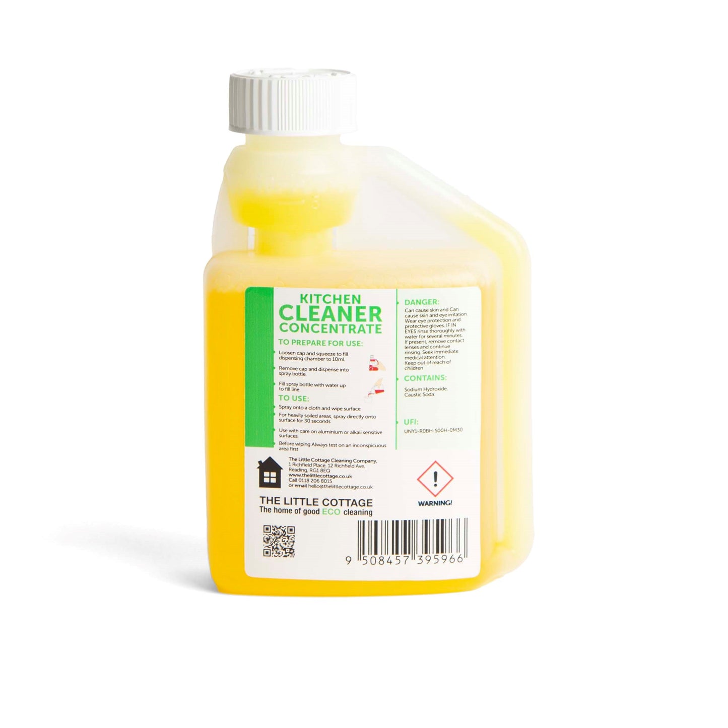 25 dose Eco Kitchen Cleaner and Degreaser Concentrate. Plant based, made in the UK and biodegradable, makes 25 spray bottles. By The Little Cottage Cleaning Company