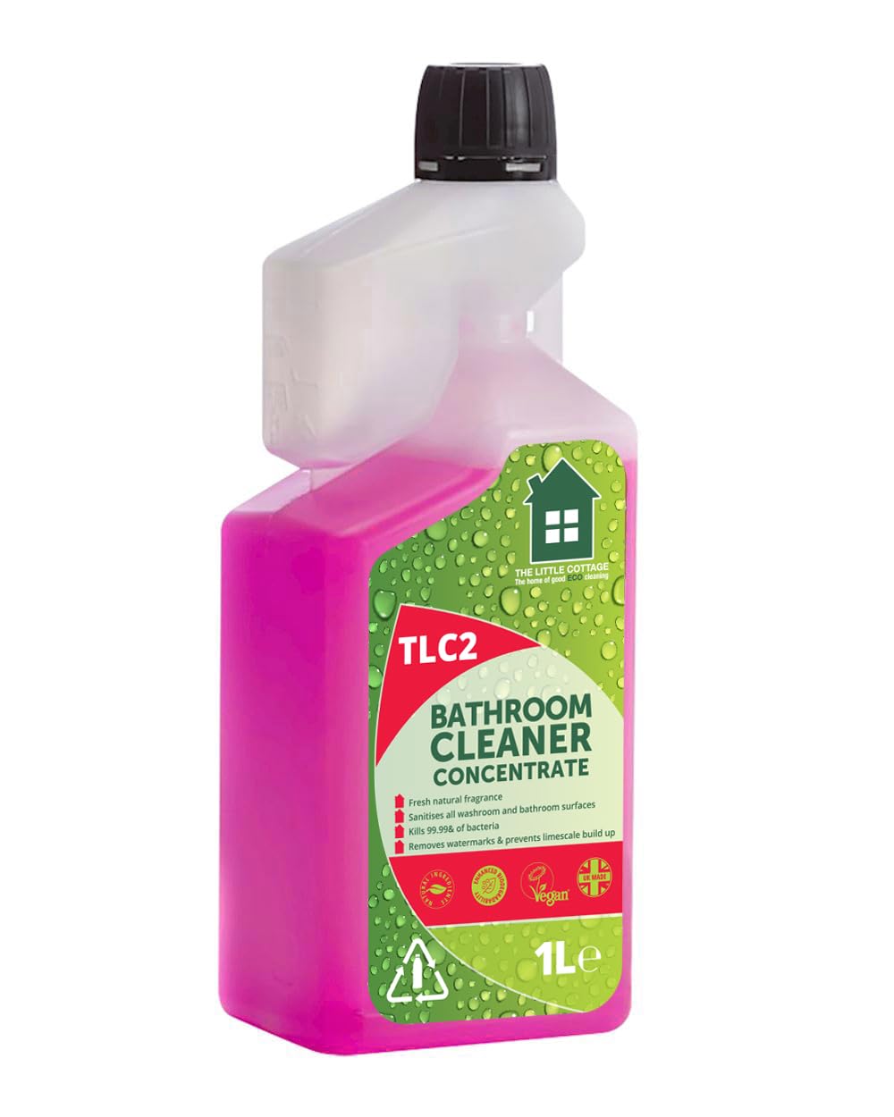 100 dose Eco Bathroom Cleaner Concentrate. Removes 99.99% of bacteria, plant based, made in the UK and biodegradable. Makes 100 spray bottles. By The Little Cottage Cleaning Company