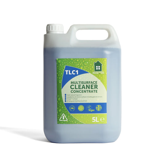 500 dose Eco Multisurface Cleaner Concentrate. Plant based, made in the UK and biodegradable. Suitable for glass and mirrors. Makes 500 spray bottles. By The Little Cottage Cleaning Company