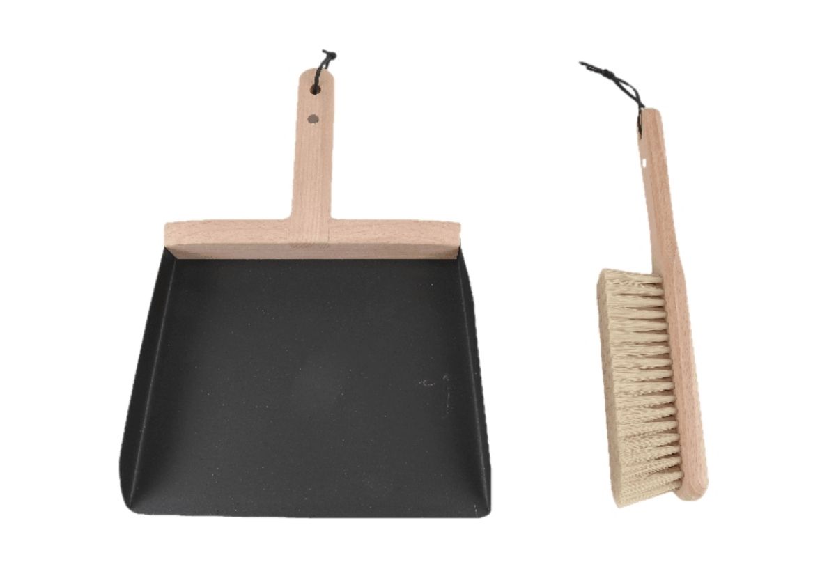 Beechwood and Iron Dustpan and Brush